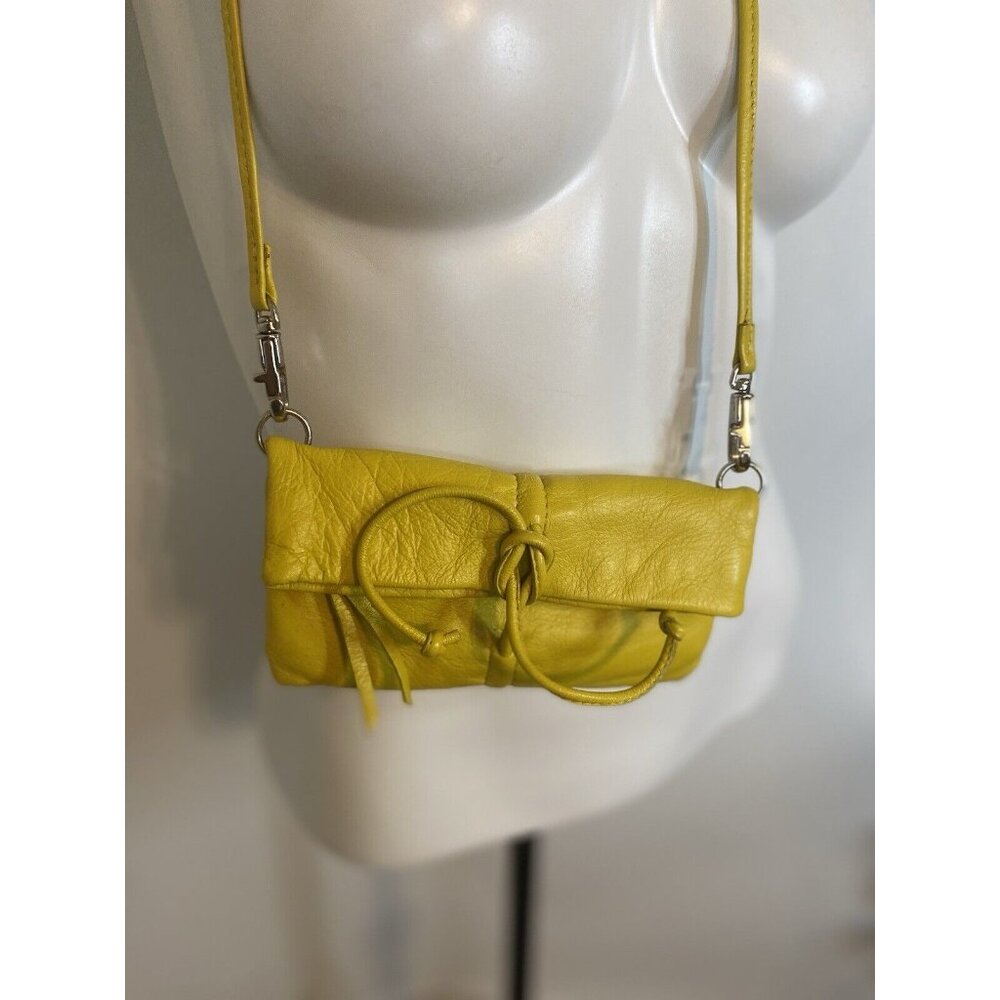 Arezzo Yellow Leather Small Crossbody Shoulder Bag Clutch Adj Long Strap 7.5x6" - Picture 7 of 16